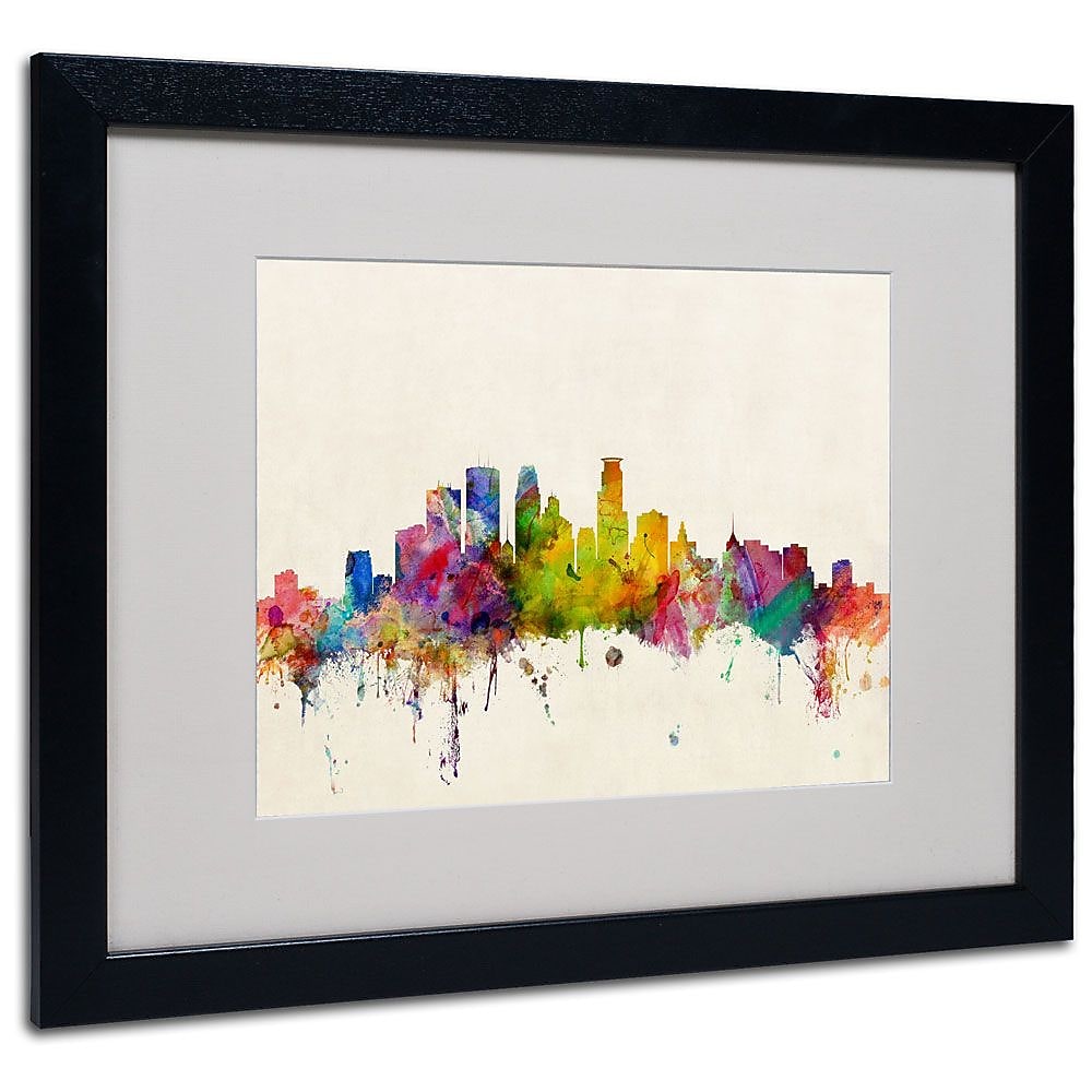 Trademark Fine Art 'Minneapolis, Minnesota' 16" x 20" Black Frame Art
