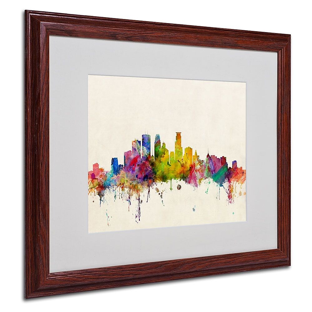 Trademark Fine Art 'Minneapolis, Minnesota' 16" x 20" Wood Frame Art