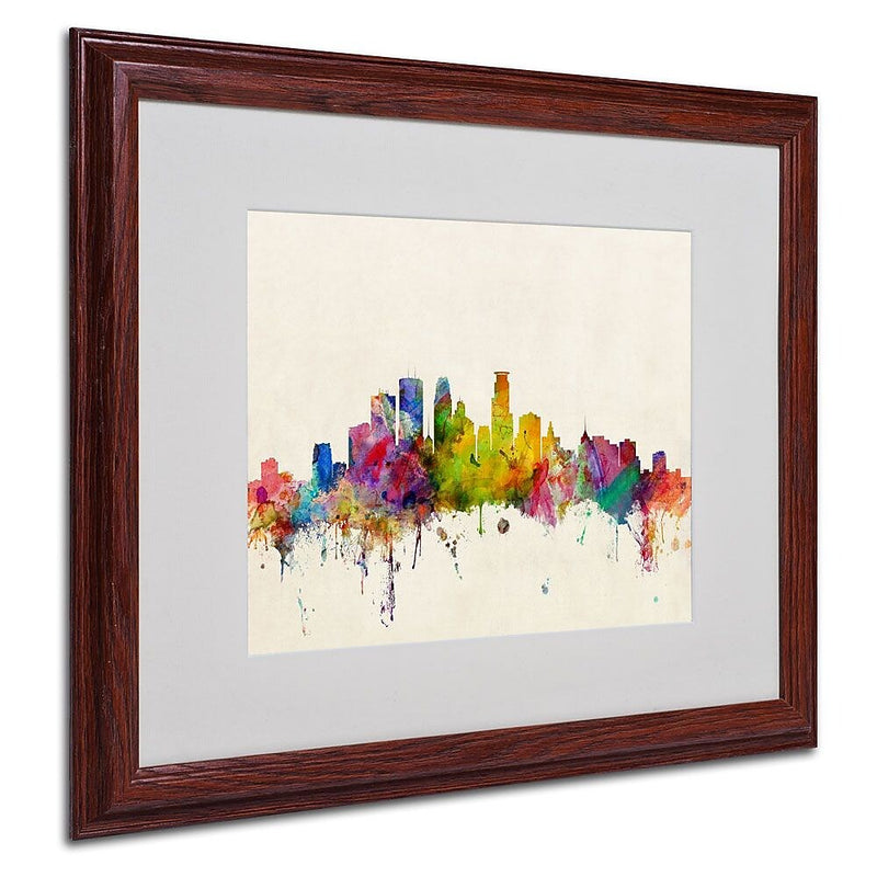 Trademark Fine Art 'Minneapolis, Minnesota' 16" x 20" Wood Frame Art