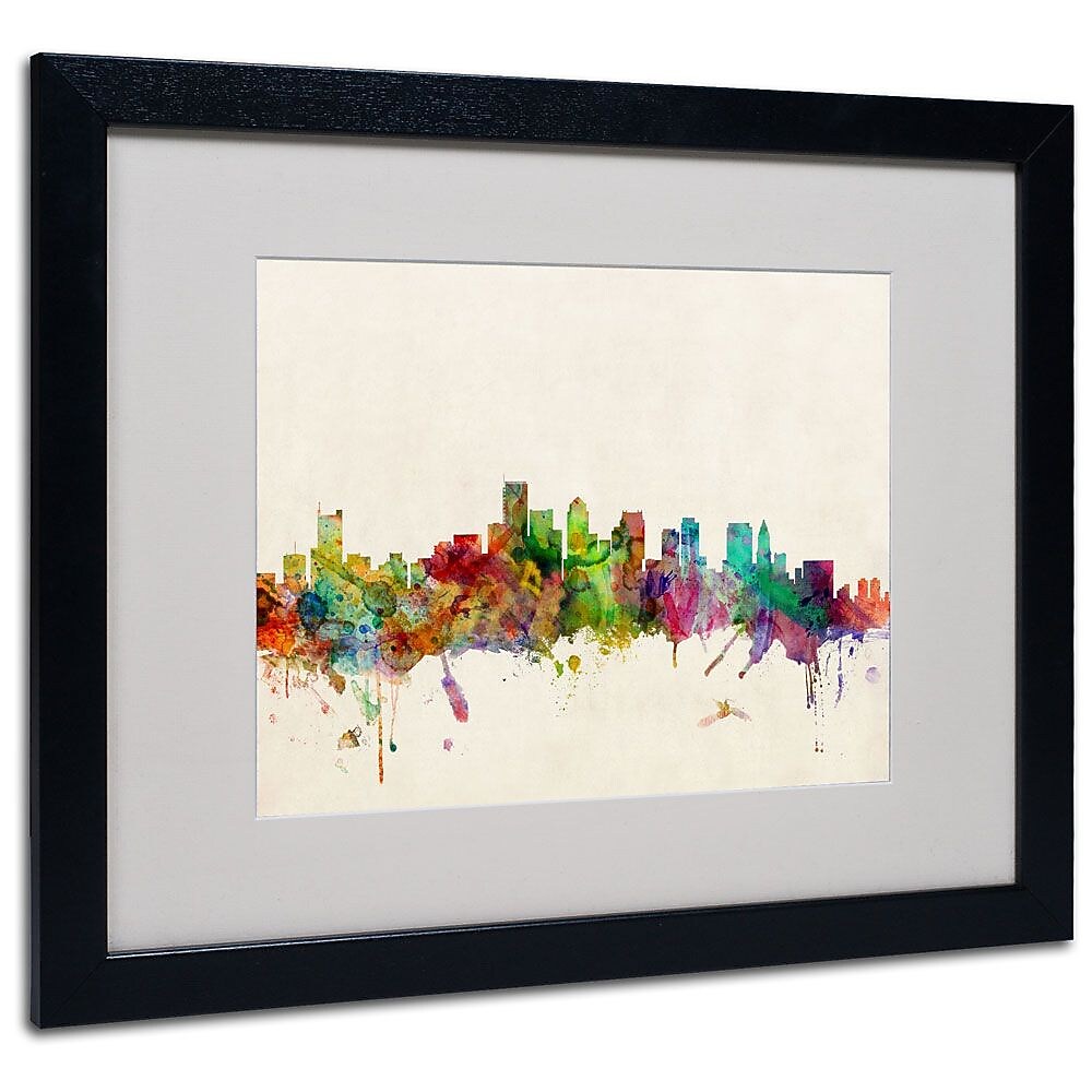 Trademark Fine Art 'Boston, Massachusetts' 16" x 20" Black Frame Art
