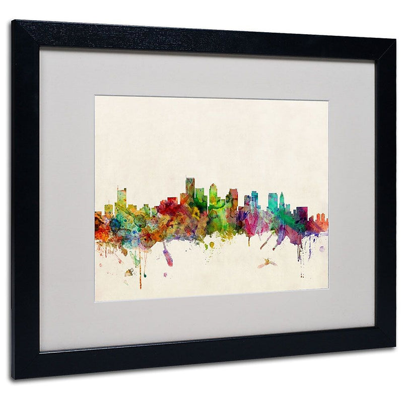 Trademark Fine Art 'Boston, Massachusetts' 16" x 20" Black Frame Art