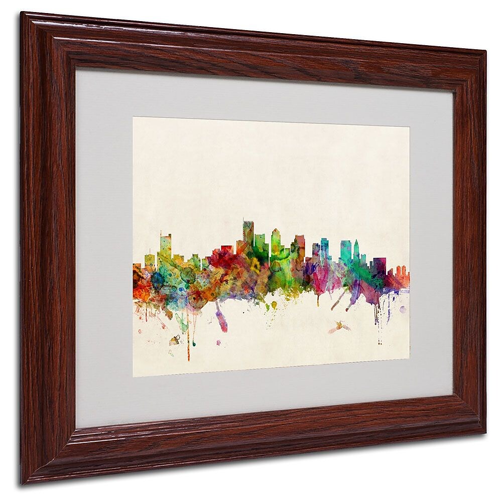 Trademark Fine Art 'Boston, Massachusetts' 11" x 14" Wood Frame Art