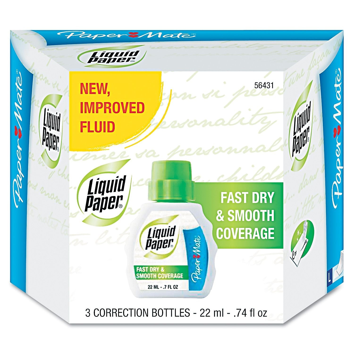 Paper Mate® Liquid Paper® Fast Dry Correction Fluid; 22 ml, White, 3/Pack