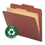Smead 100% Recycled Heavy Duty Pressboard Classification Folder, 2" Expansion, Letter Size, Red, 10/Box (13724)