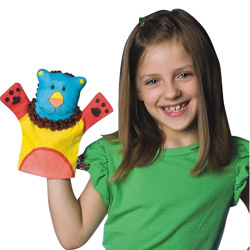 S&S® Color-Me™ 9" Fabric Animal Hand Puppets