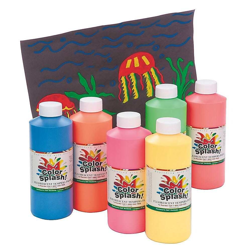 Color Splash Tempera Paint, Assorted Colors, 16oz., 6/Pack (PT3263)