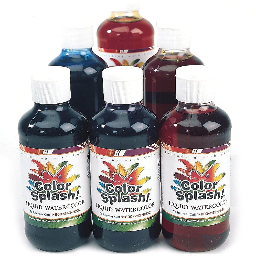 Color Splash Watercolor Paint, Assorted Colors, 8oz., 6/Pack (PT3265)