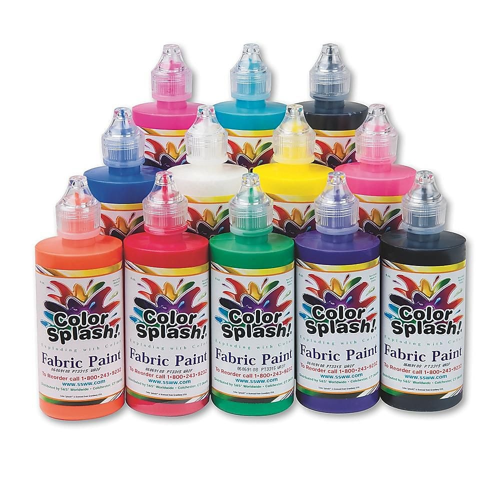 Color Splash Fabric Paint, Assorted Colors, 12/Pack (PT3315)