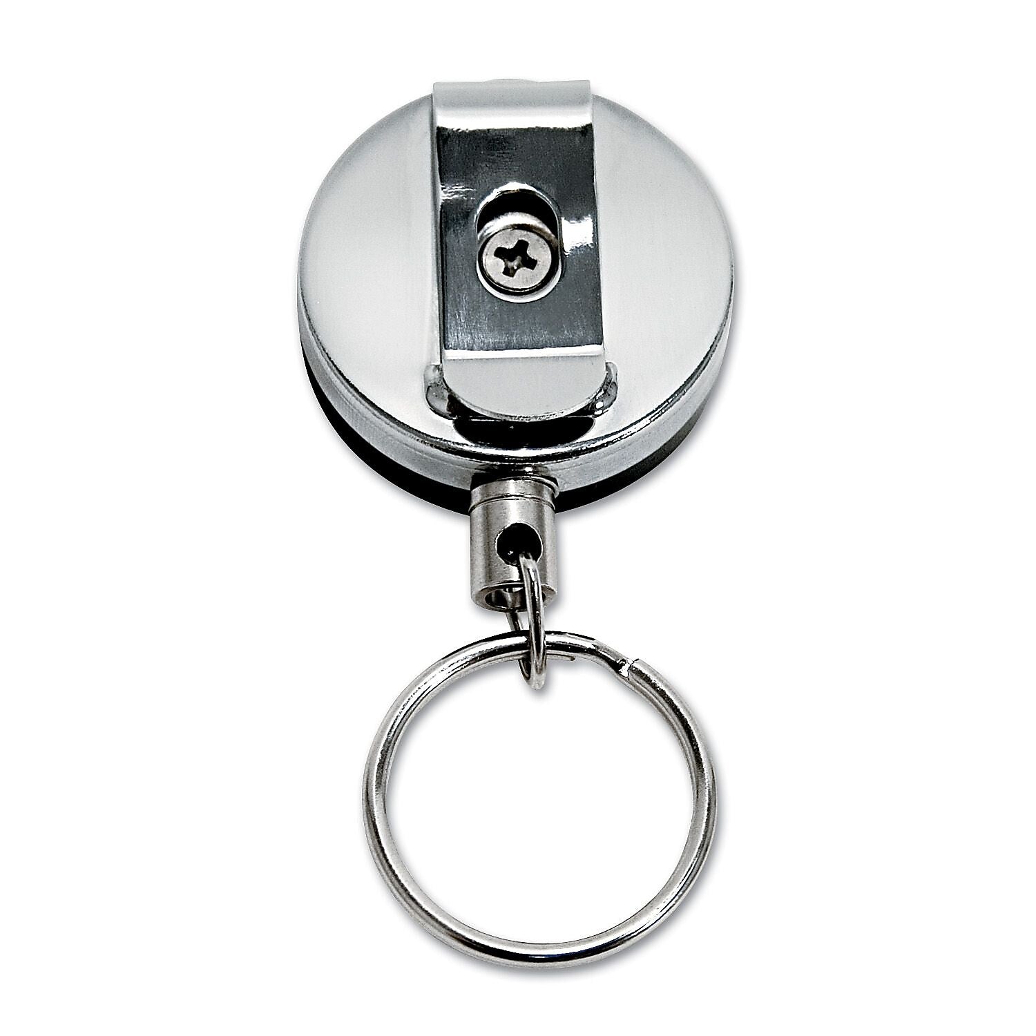 Advantus® 18" Heavy-Duty Retractable ID Card Reel, Black/Chrome, 6/Pack