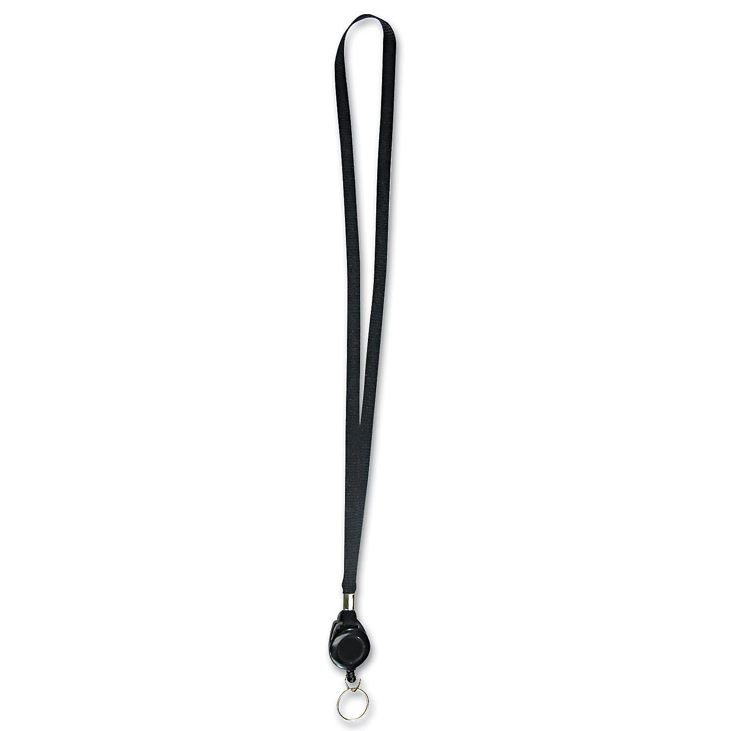 Advantus 36" Lanyard With Retractable ID Reel, Black, 12/Pack (AVT75547)