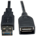 Tripp Lite 10' Universal Reversible USB 2.0 A Male to A Female Extension Cable, Black