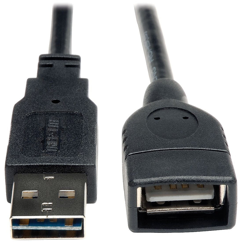 Tripp Lite 10' Universal Reversible USB 2.0 A Male to A Female Extension Cable, Black