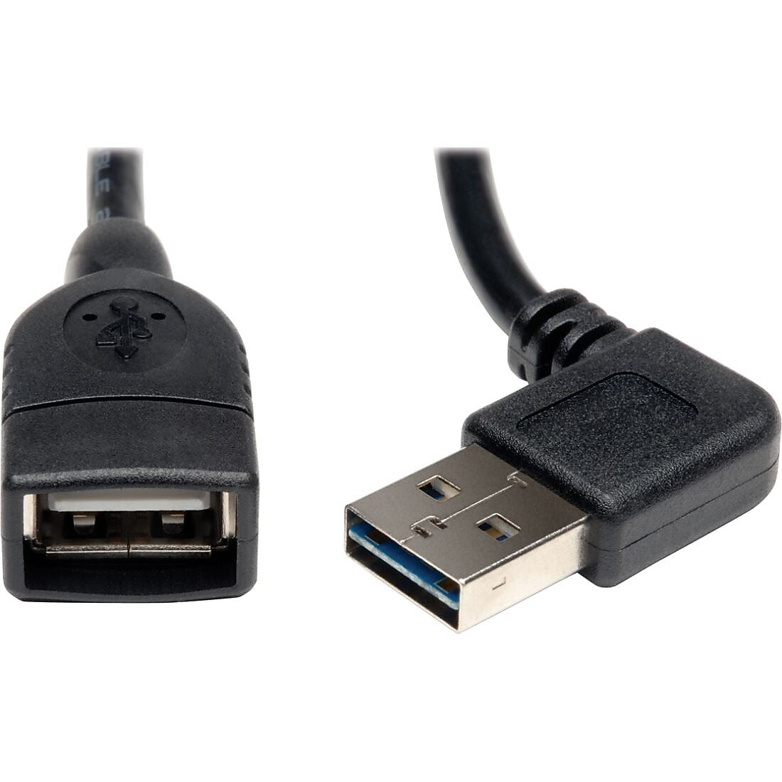 Tripp Lite 1.5' Universal Reversible USB 2.0 Right/Left Angle Extension Cable, Black