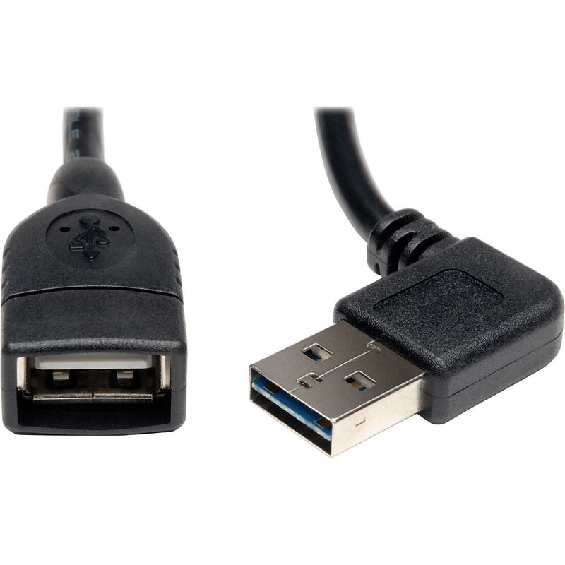 Tripp Lite 1.5' Universal Reversible USB 2.0 Right/Left Angle Extension Cable, Black