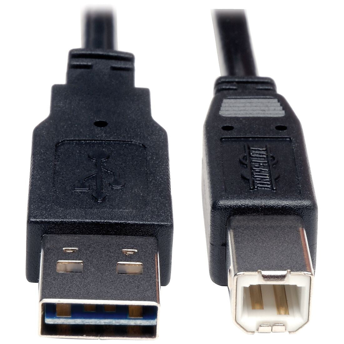 Tripp Lite 10' Universal Reversible USB 2.0 A Male to B Male USB Cable, Black