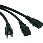 Tripp Lite P006-006-2 6' NEMA 5-15P to 2x IEC-320-C13 Standard Power Cord Y Splitter Cable, Black