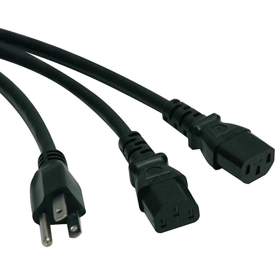 Tripp Lite P006-006-2 6' NEMA 5-15P to 2x IEC-320-C13 Standard Power Cord Y Splitter Cable, Black