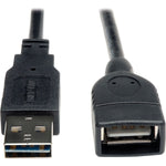 Tripp Lite 1' Universal Reversible USB 2.0 A Male to A Female Extension Cable, Black