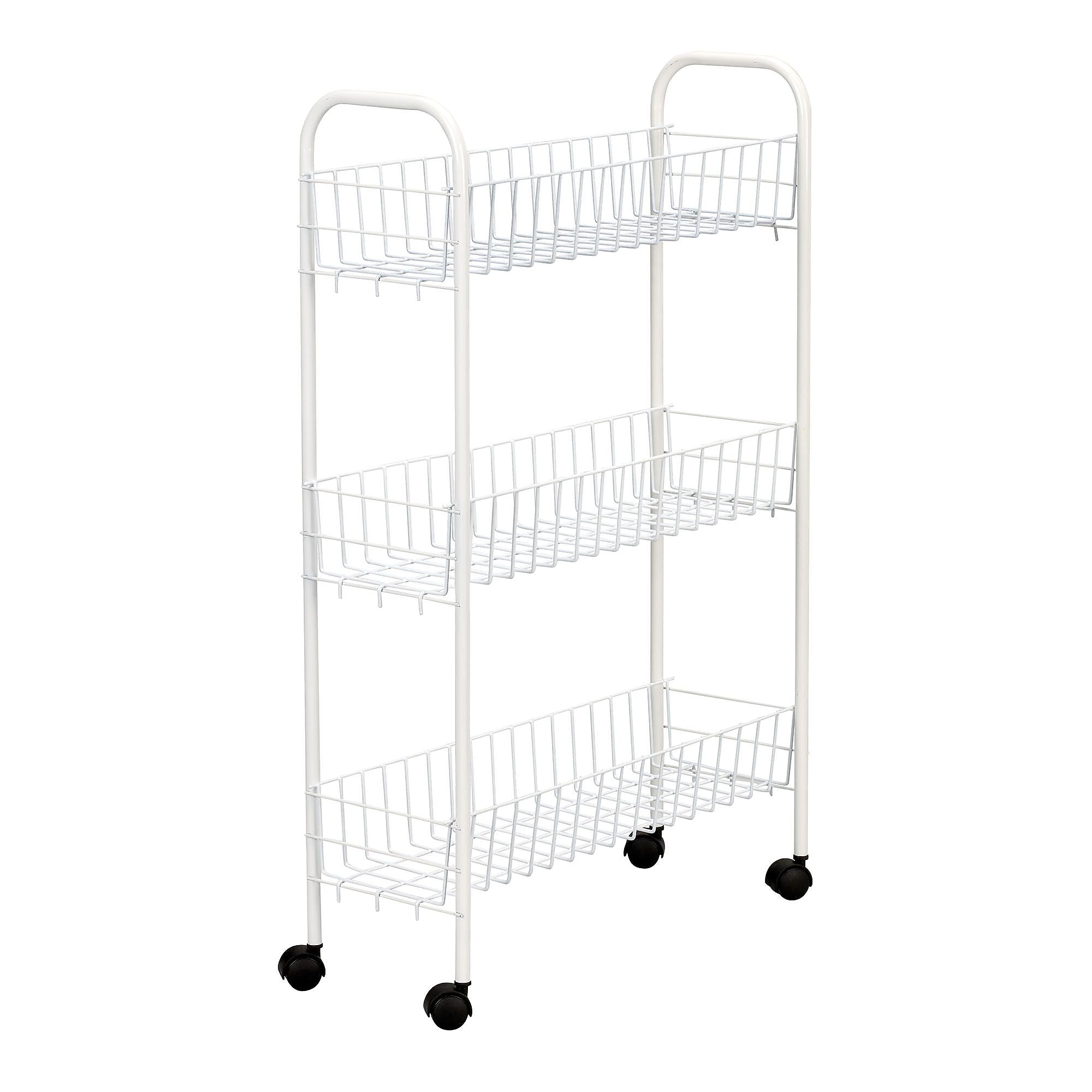 Household Essentials Slimline 3-Tier Storage Utility Cart, White (05121)