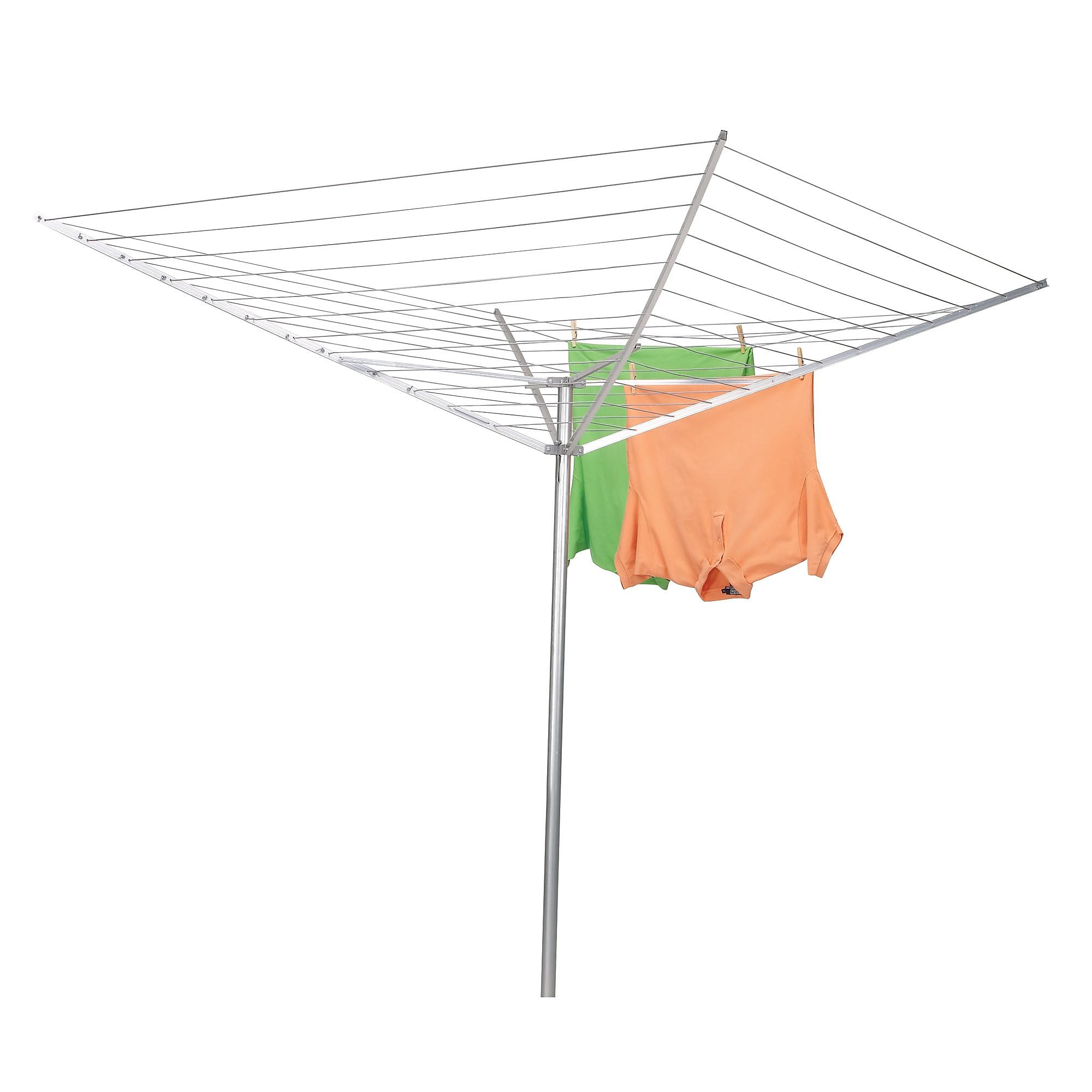 Household Essentials Expandable 12-Line Umbrella Aluminum Clothesline, Silver (1600)