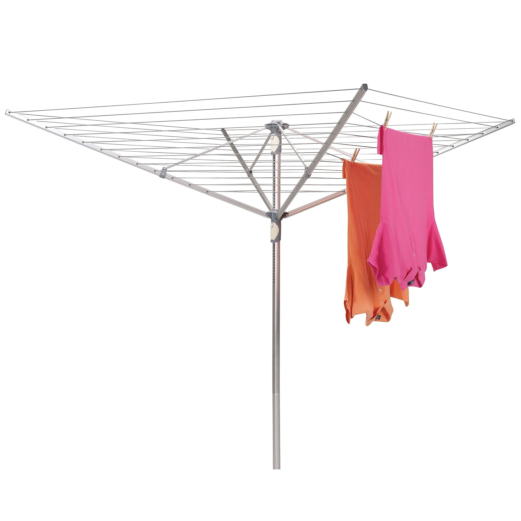 Household Essentials Expandable 12-Line Umbrella Aluminum Clothesline, Silver (1710)