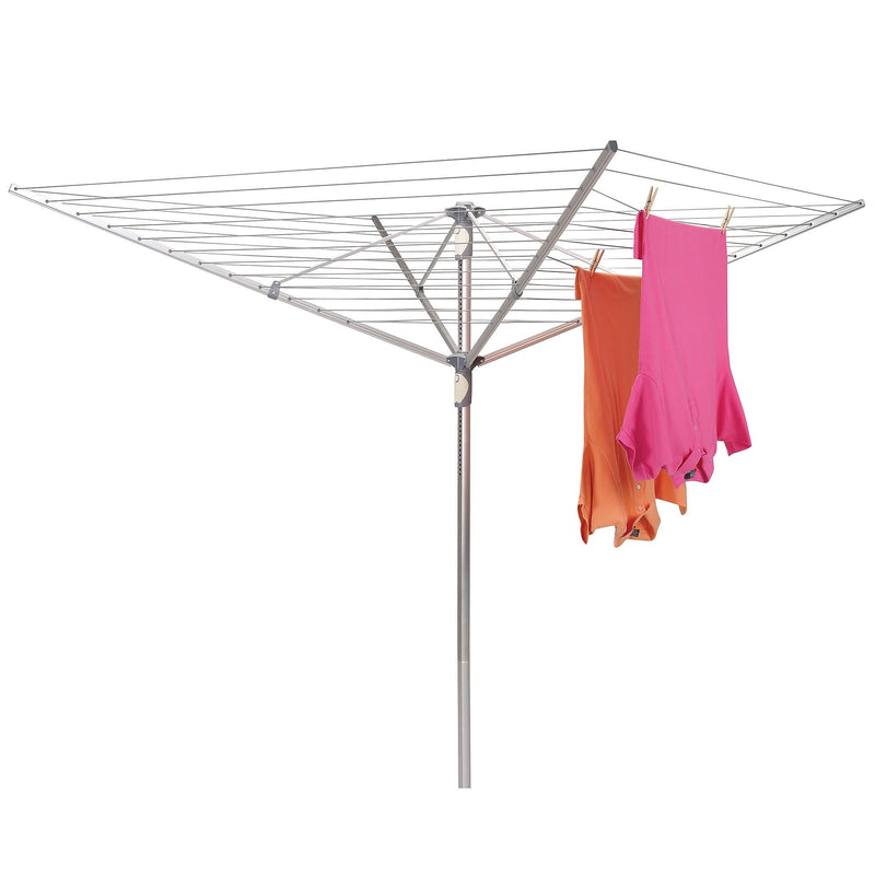 Household Essentials Expandable 12-Line Umbrella Aluminum Clothesline, Silver (1710)