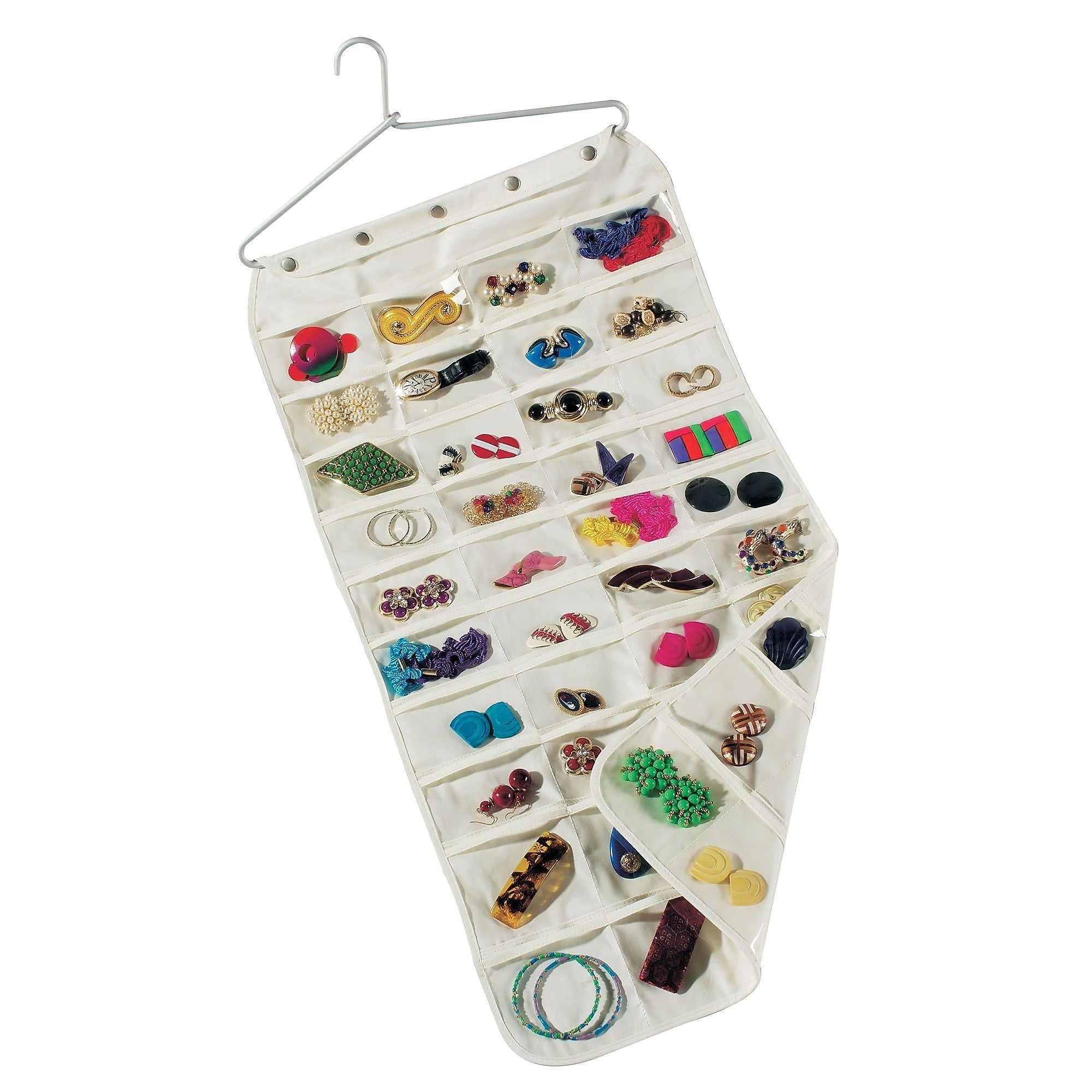Household Essentials Jewelry Organizer with Hanger and 80 Pockets, Natural (1942)