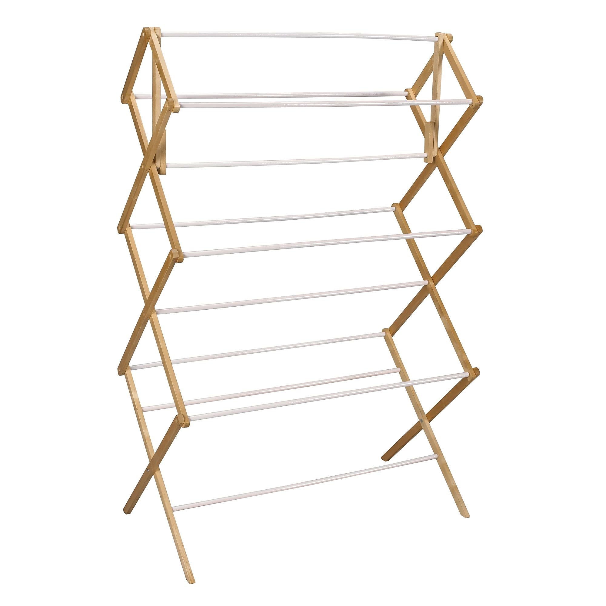 Household Essentials Expandable Wood Drying Rack, Brown/White (5005)