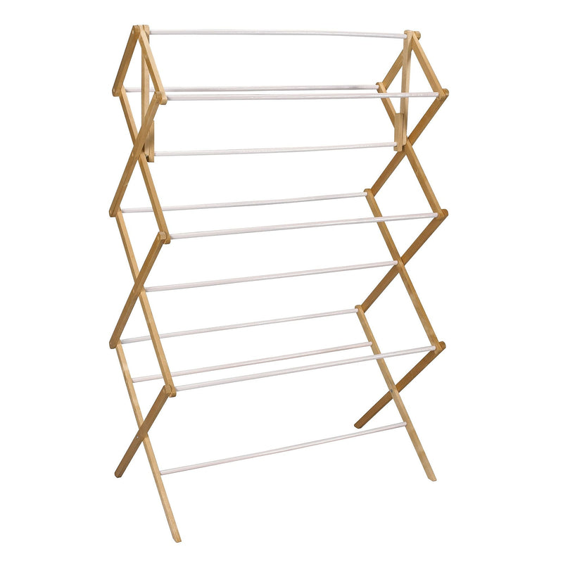 Household Essentials Expandable Wood Drying Rack, Brown/White (5005)