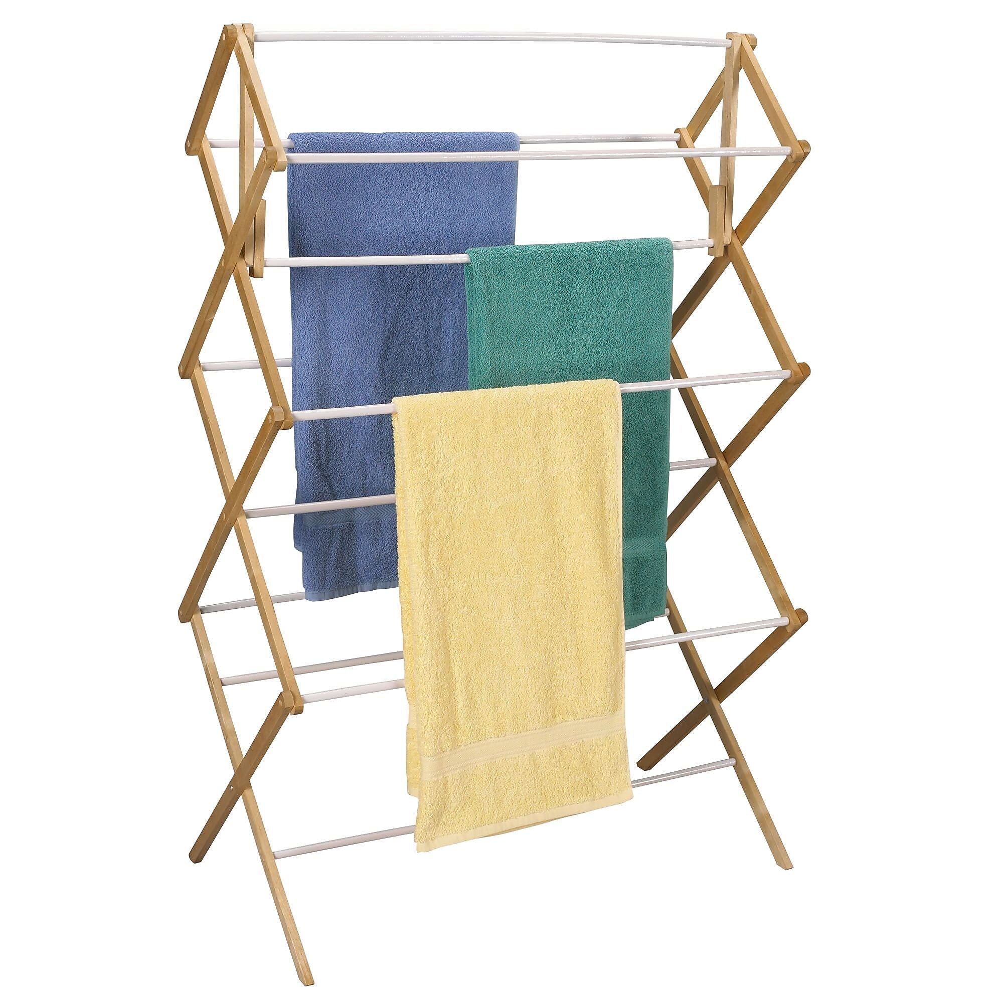 Household Essentials Expandable Wood Drying Rack, Brown/White (5005)