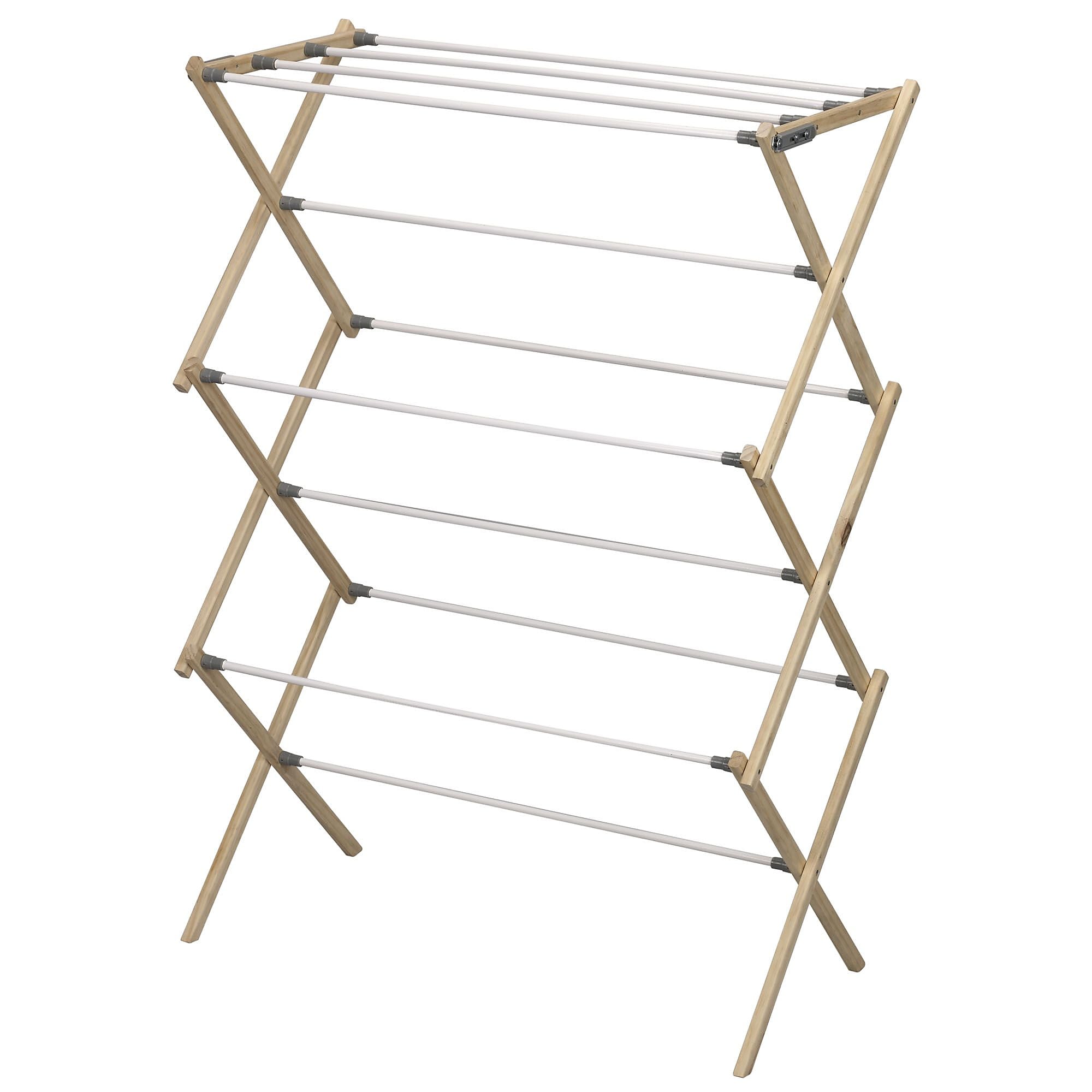 Household Essentials Expandable Wood Drying Rack, Brown/White (5146)