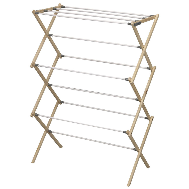 Household Essentials Expandable Wood Drying Rack, Brown/White (5146)