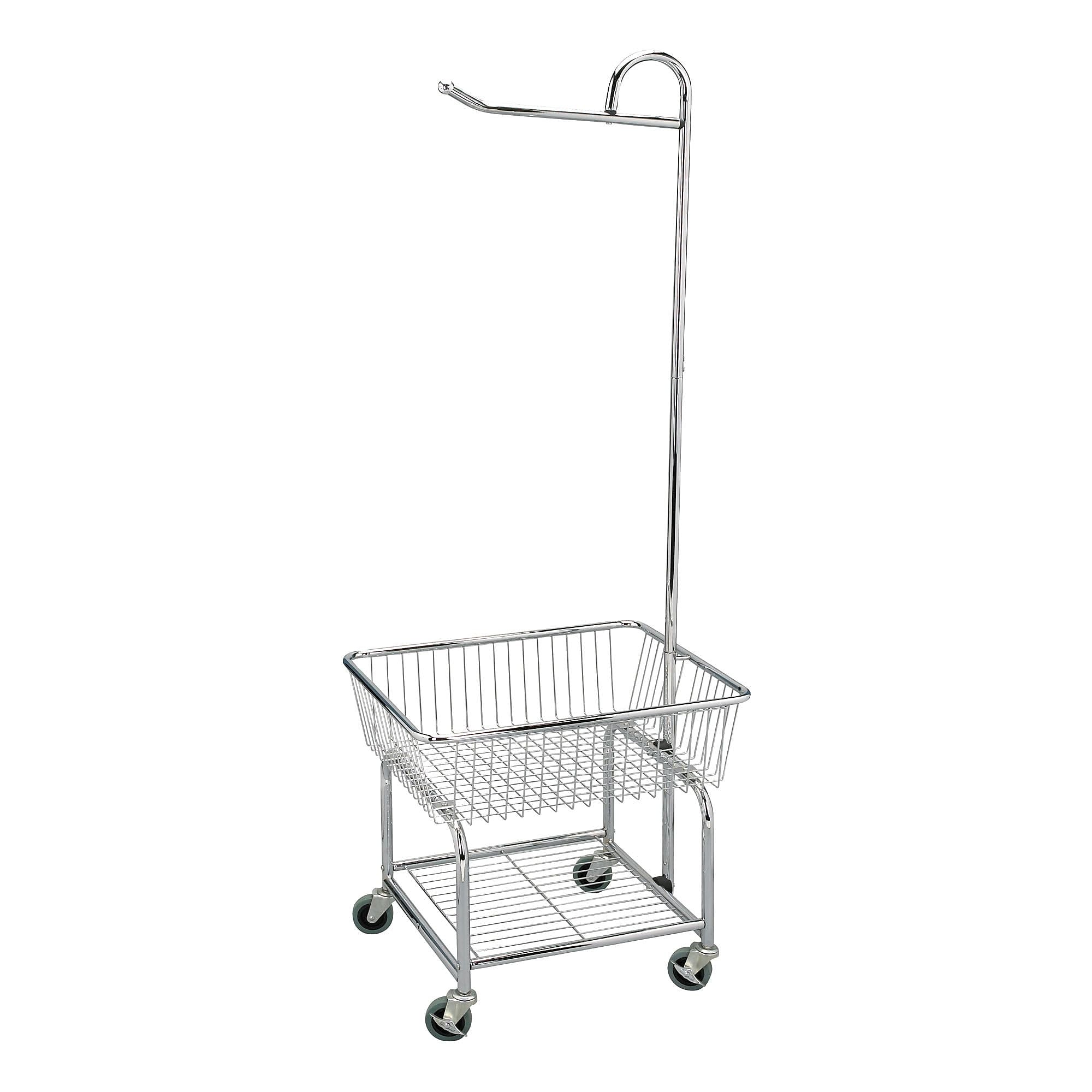 Household Essentials Rolling Laundry Basket, Steel, Chrome (6028-1)
