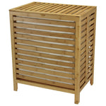 Household Essentials Collapsible Hamper with Lid, Bamboo, Natural (6216-1)