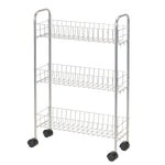 Household Essentials Slimline 3-Tier Storage Utility Cart, Satin Silver (7011)