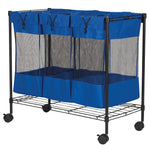 Household Essentials 3-Section Rolling Laundry Sorter, Nylon, Black (7119)