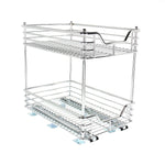 Household Essentials Glidez Chrome Two-Tier Under Cabinet Sliding Organizer, 11-1/2", Chrome (C21217-1)