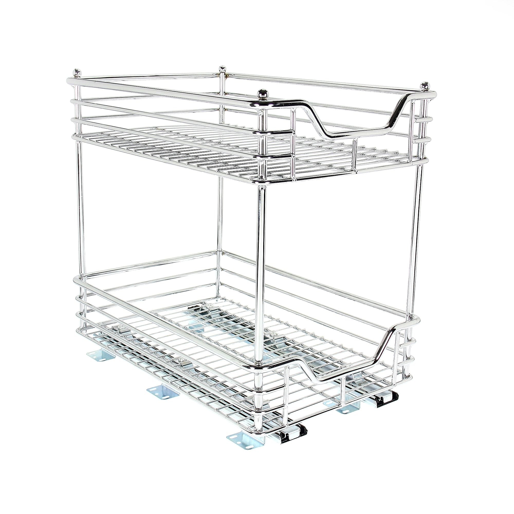 Household Essentials Glidez Chrome Two-Tier Under Cabinet Sliding Organizer, 11-1/2", Chrome (C21217-1)