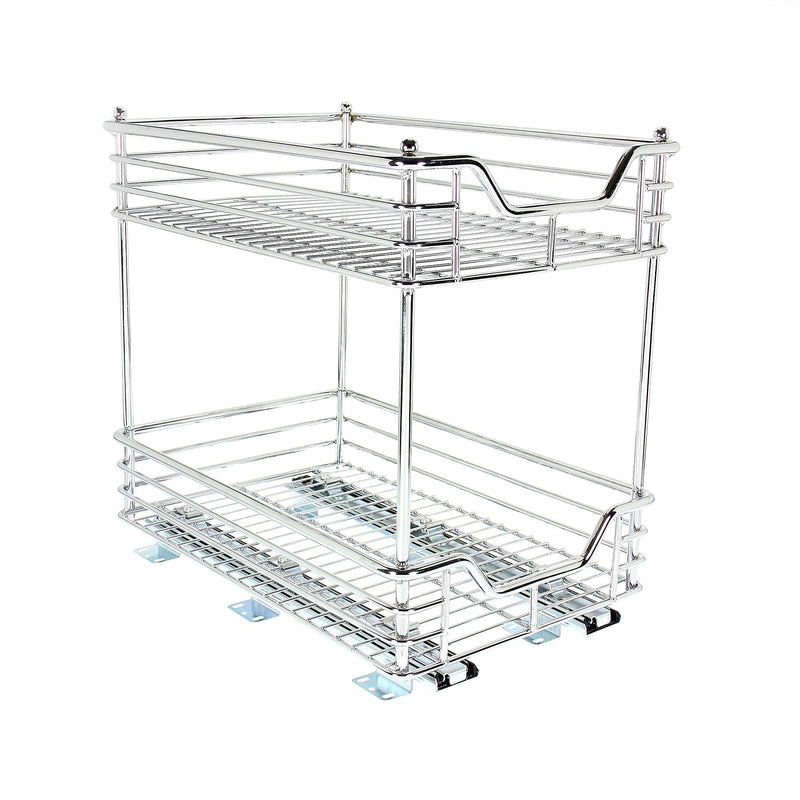 Household Essentials Glidez Chrome Two-Tier Under Cabinet Sliding Organizer, 11-1/2", Chrome (C21217-1)
