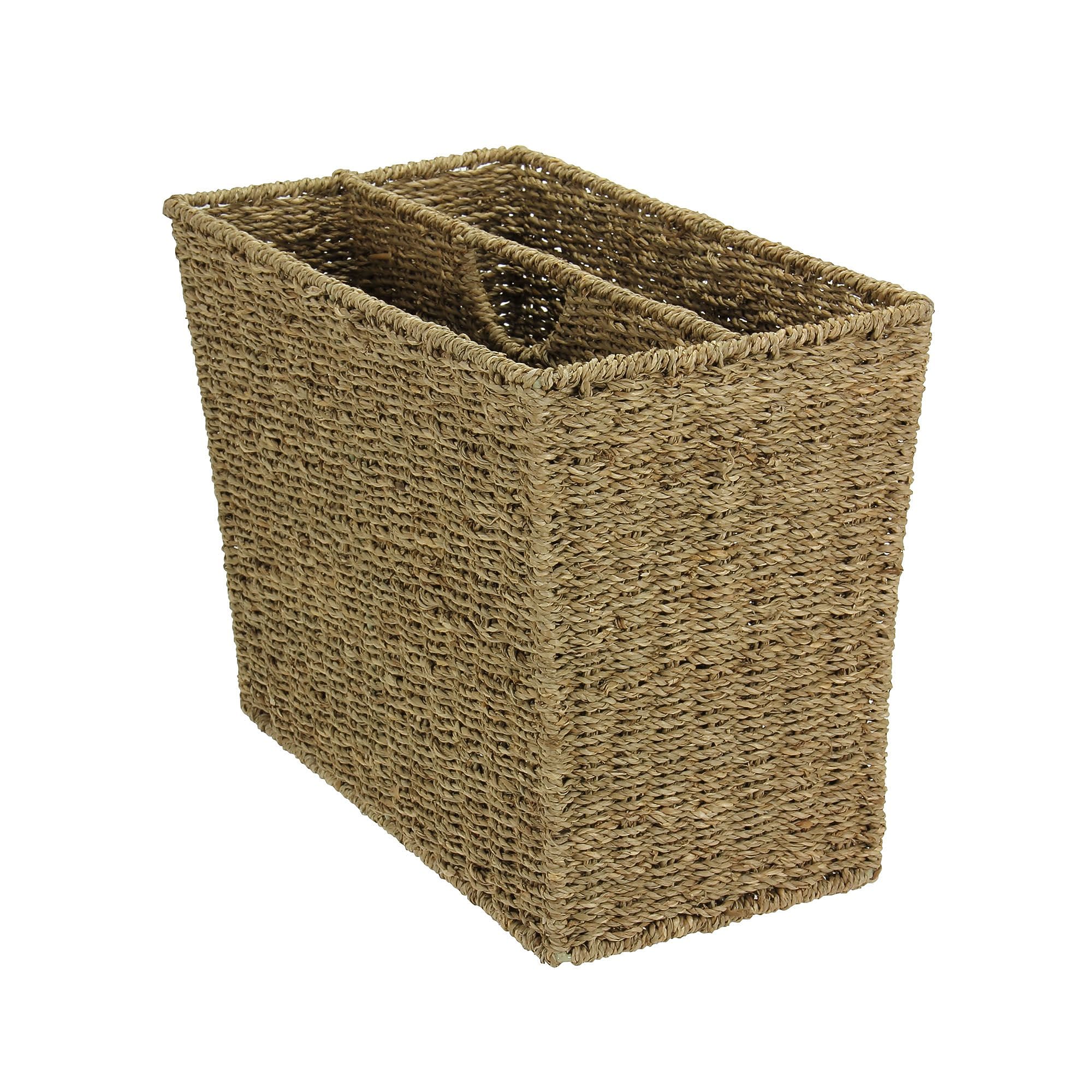 Household Essentials Woven Seagrass Side-by-Side Magazine Rack (ML-5642)