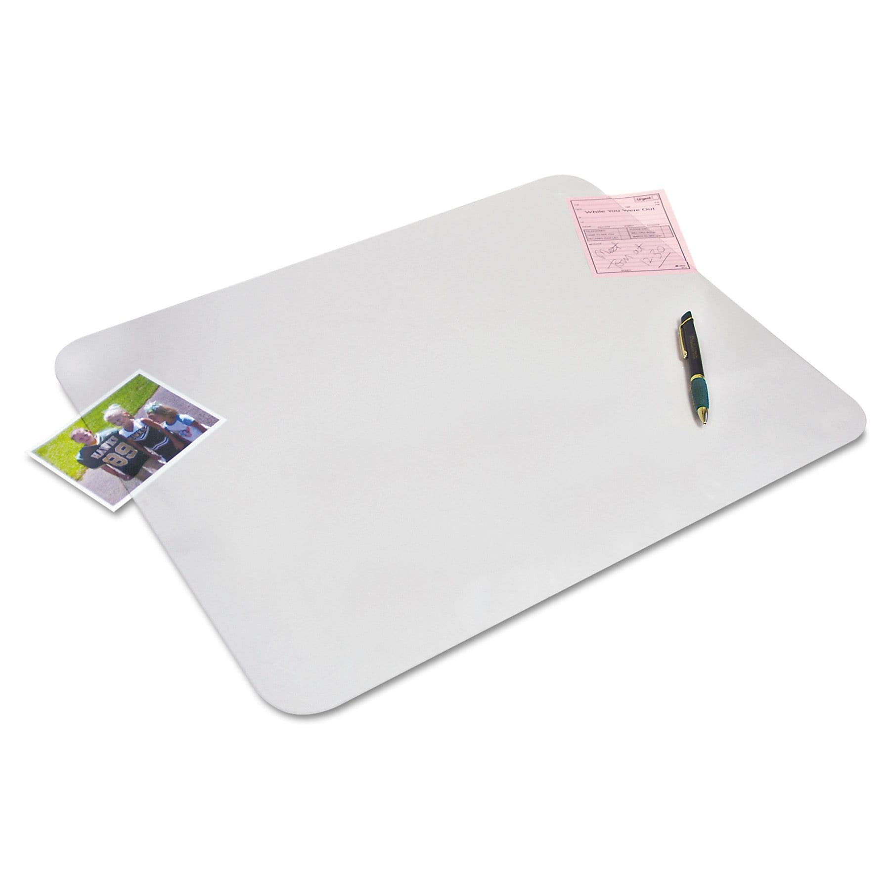 Artistic Krystal View Microban Vinyl Desk Pad, 12" x 17", Frosted White (60740MS)