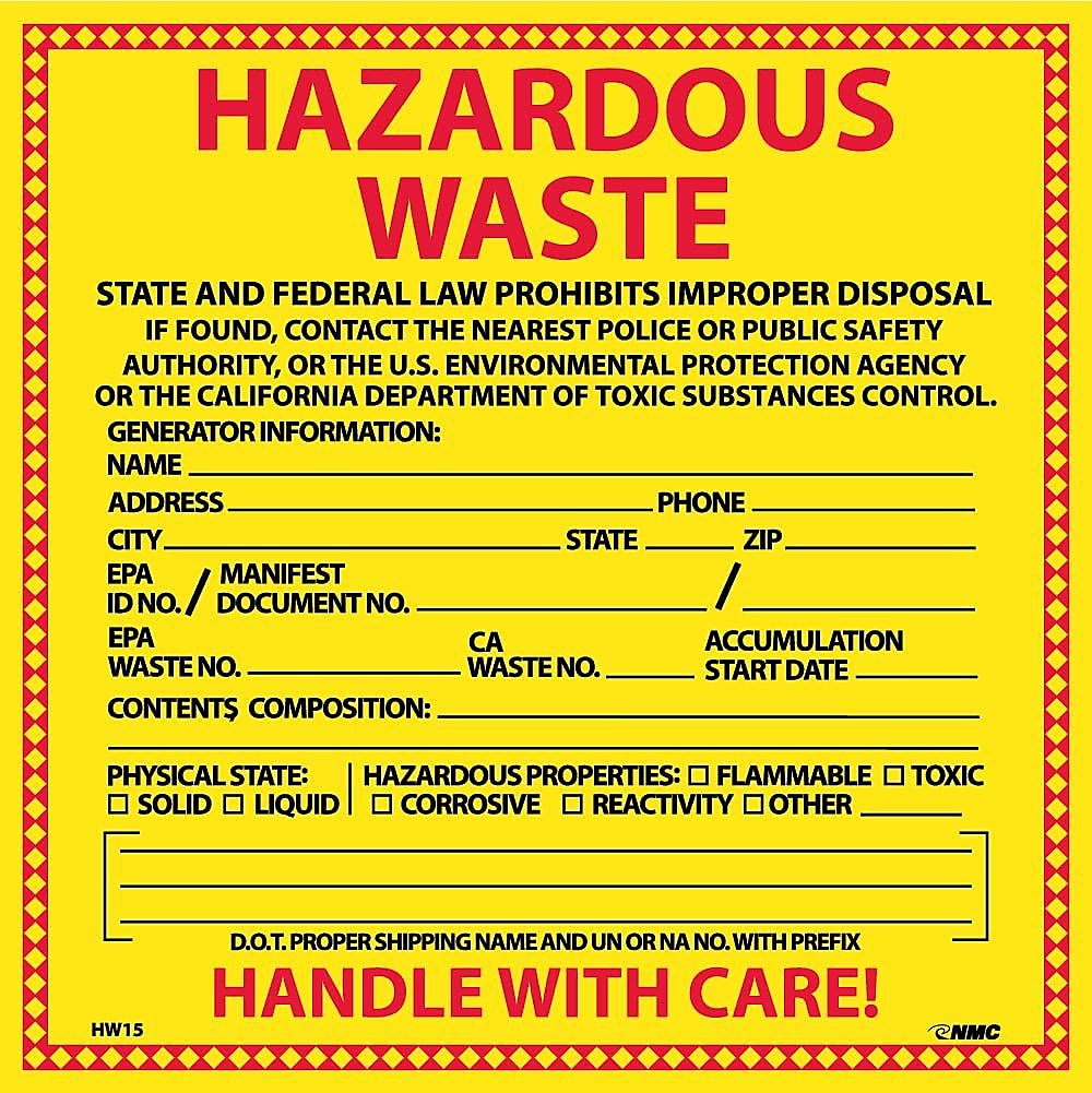 AccuformNMC Hazardous Waste Label, 6"x 6", 25/Pack (HW15)