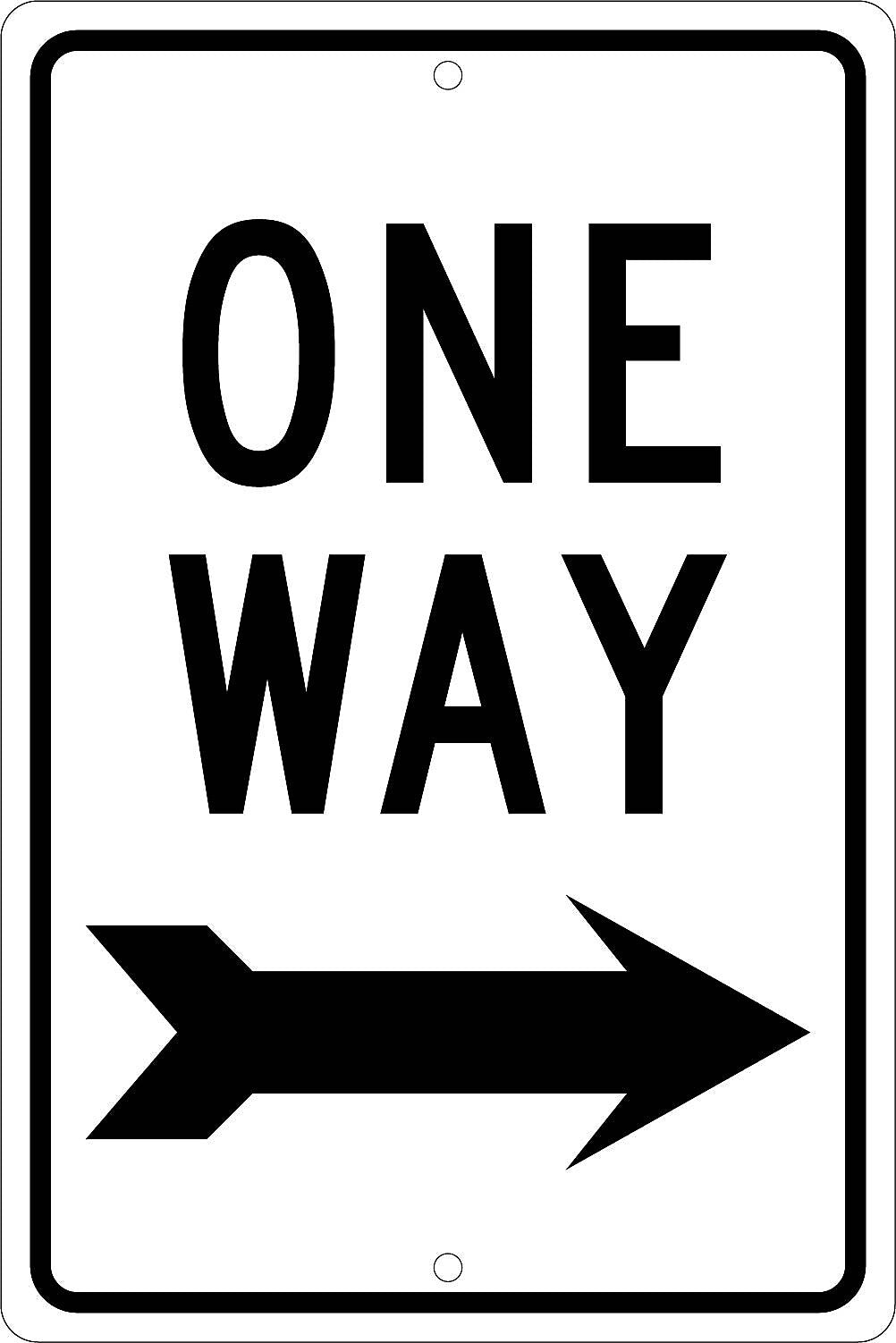 National Marker Reflective "One Way Right" Regulatory Traffic Sign, 18" x 12", Aluminum (TM23K)