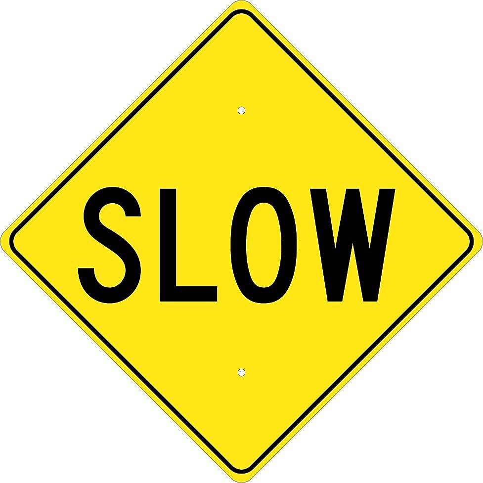 National Marker Reflective "Slow" Warning Traffic Control Sign, 24" x 24", Aluminum (TM120J)