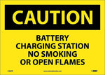 Caution Labels, Battery Charging Station No Smoking, 10" x 14", Adhesive Vinyl
