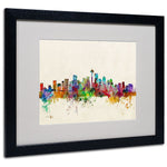 Trademark Fine Art 'Seattle, Washington' 16" x 20" Black Frame Art