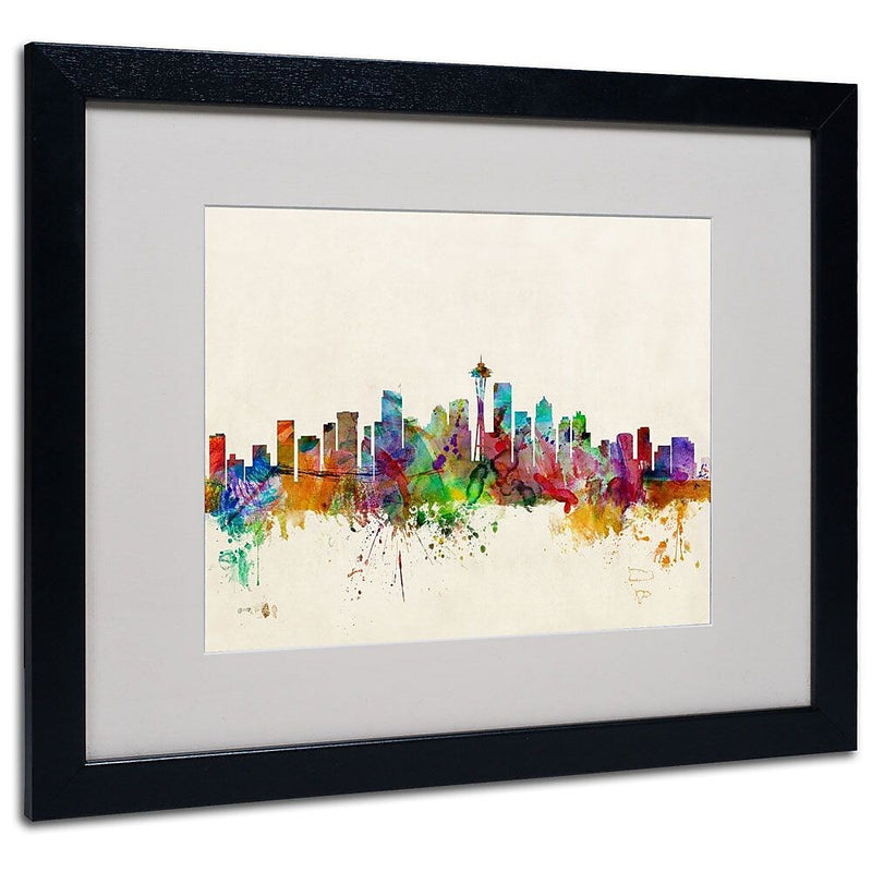 Trademark Fine Art 'Seattle, Washington' 16" x 20" Black Frame Art