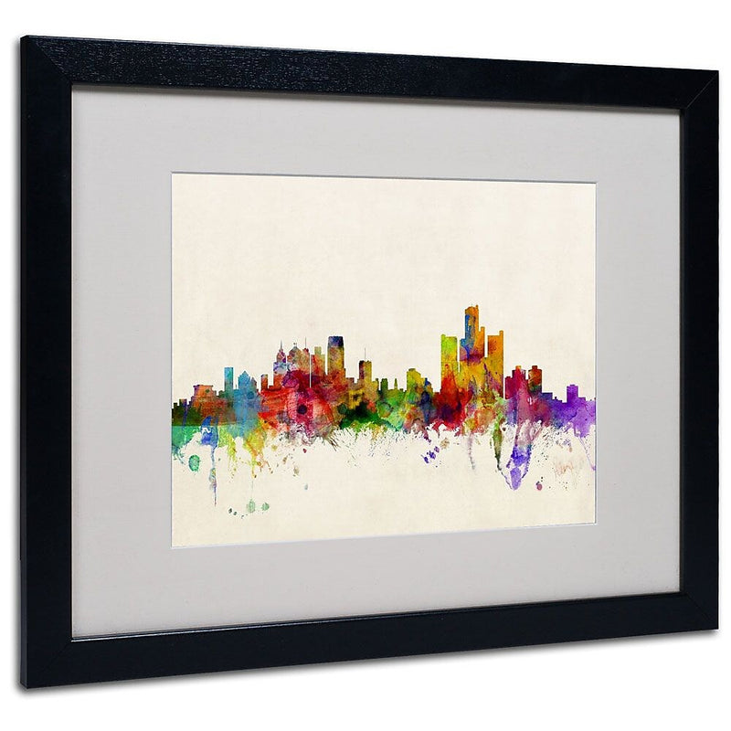 Trademark Fine Art 'Detroit, Michigan' 16" x 20" Black Frame Art