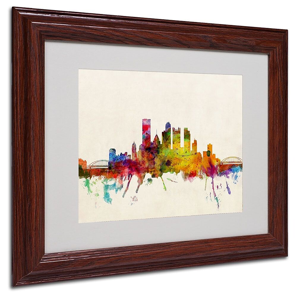 Trademark Fine Art 'Pittsburgh, Pennsylvania' 11" x 14" Wood Frame Art