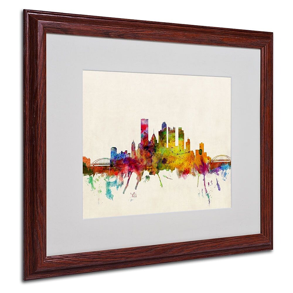Trademark Fine Art 'Pittsburgh, PA' 16" x 20" Wood Frame Art